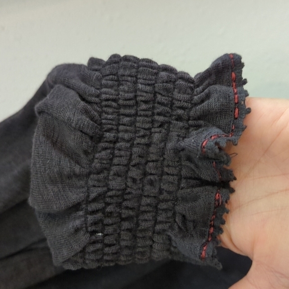 Free People Siesta Fiesta Top In Washed Black Tunic Boho Henley Popover - Picture 10 of 12